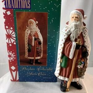 Vintage Traditions Porcelain Collections Santa Claus Christmas Hand Painted Figu